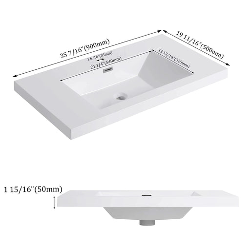 36' Bathroom Resin Sink Default -DTYStore