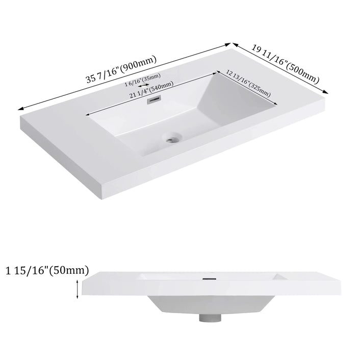 36' Bathroom Resin Sink Default -DTYStore