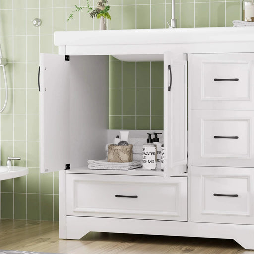 36'' Bathroom Vanities with Single Sink, Modern Under mount Bathroom Sink Cabinet with 2 Closing Doors & 4 Drawers. White, 35.8''W x 19.7''D x 35.4''H. Default -DTYStore