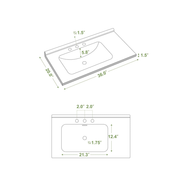 36'' Bathroom Vanities with Single Sink, Modern Under mount Bathroom Sink Cabinet with 2 Closing Doors & 4 Drawers. White, 35.8''W x 19.7''D x 35.4''H. Default -DTYStore