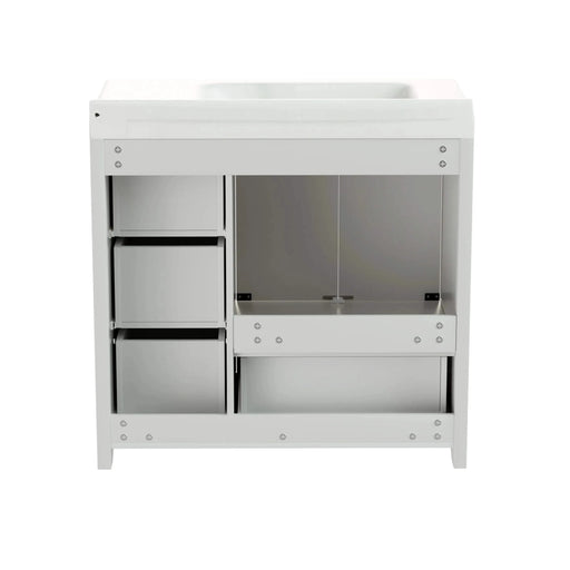 36'' Bathroom Vanities with Single Sink, Modern Under mount Bathroom Sink Cabinet with 2 Closing Doors & 4 Drawers. White, 35.8''W x 19.7''D x 35.4''H. Default -DTYStore