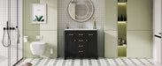 36'' Bathroom Vanity with Ceramic Sink Combo Set,Modern Freestanding Single Bathroom Cabinet with 4 Drawers & 2 Cabinets,Storage Cabinet for Bathroom, Solid Wood Frame Vanity Set, Black Default -DTYStore