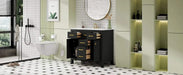 36'' Bathroom Vanity with Ceramic Sink Combo Set,Modern Freestanding Single Bathroom Cabinet with 4 Drawers & 2 Cabinets,Storage Cabinet for Bathroom, Solid Wood Frame Vanity Set, Black Default -DTYStore