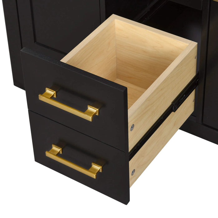 36'' Bathroom Vanity with Ceramic Sink Combo Set,Modern Freestanding Single Bathroom Cabinet with 4 Drawers & 2 Cabinets,Storage Cabinet for Bathroom, Solid Wood Frame Vanity Set, Black Default -DTYStore