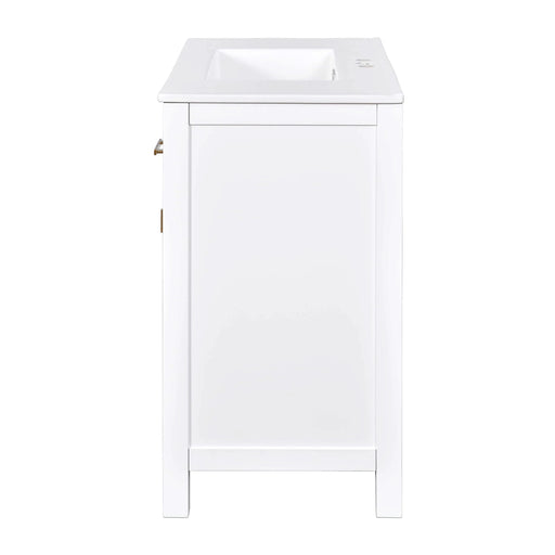 36'' Bathroom Vanity with Ceramic Sink Combo Set,Modern Freestanding Single Bathroom Cabinet with 4 Drawers & 2 Cabinets,Storage Cabinet for Bathroom, Solid Wood Frame Vanity Set, White Default -DTYStore