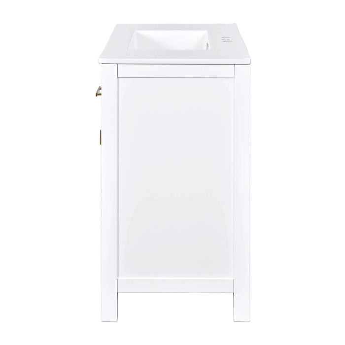 36'' Bathroom Vanity with Ceramic Sink Combo Set,Modern Freestanding Single Bathroom Cabinet with 4 Drawers & 2 Cabinets,Storage Cabinet for Bathroom, Solid Wood Frame Vanity Set, White Default -DTYStore