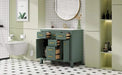 36'' Bathroom Vanity with Ceramic Sink Combo Set, Modern Freestanding Single Bathroom Cabinet with 4 Drawers & 2 Cabinets,Storage Cabinet for Bathroom, Solid Wood Frame Vanity Set, Green Default -DTYStore