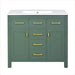 36'' Bathroom Vanity with Ceramic Sink Combo Set, Modern Freestanding Single Bathroom Cabinet with 4 Drawers & 2 Cabinets,Storage Cabinet for Bathroom, Solid Wood Frame Vanity Set, Green Default -DTYStore