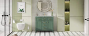 36'' Bathroom Vanity with Ceramic Sink Combo Set, Modern Freestanding Single Bathroom Cabinet with 4 Drawers & 2 Cabinets,Storage Cabinet for Bathroom, Solid Wood Frame Vanity Set, Green Default -DTYStore