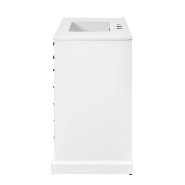 36'' Bathroom Vanity with Ceramic Sink Combo, Solid Wood Frame Bathroom Storage Cabinet, Freestanding Vanity Set with 2 Drawers& Soft Closing Doors, White Default -DTYStore