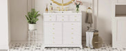 36'' Bathroom Vanity with Ceramic Sink Combo, Solid Wood Frame Bathroom Storage Cabinet, Freestanding Vanity Set with 2 Drawers& Soft Closing Doors, White Default -DTYStore