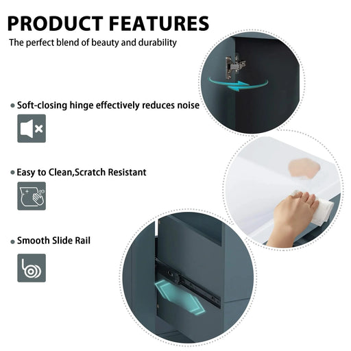 36'' Bathroom Vanity with Ceramic Sink Combo, Solid Wood Frame Bathroom Storage Cabinet, Freestanding Vanity Set with 3 Drawers& Soft Closing Doors Default -DTYStore