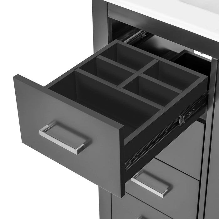 36'' Bathroom Vanity with Ceramic Sink Combo, Solid Wood Frame Bathroom Storage Cabinet, Freestanding Vanity Set with 3 Drawers& Soft Closing Doors Default -DTYStore