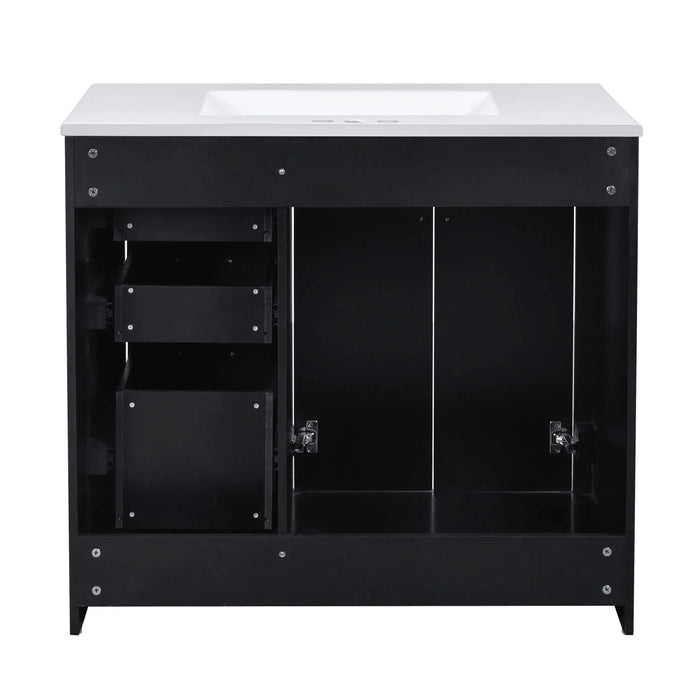 36'' Bathroom Vanity with Ceramic Sink Combo, Solid Wood Frame Bathroom Storage Cabinet, Freestanding Vanity Set with 3 Drawers& Soft Closing Doors Default -DTYStore