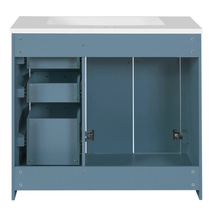 36'' Bathroom Vanity with Ceramic Sink Combo, Solid Wood Frame Bathroom Storage Cabinet, Freestanding Vanity Set with 3 Drawers& Soft Closing Doors Default -DTYStore