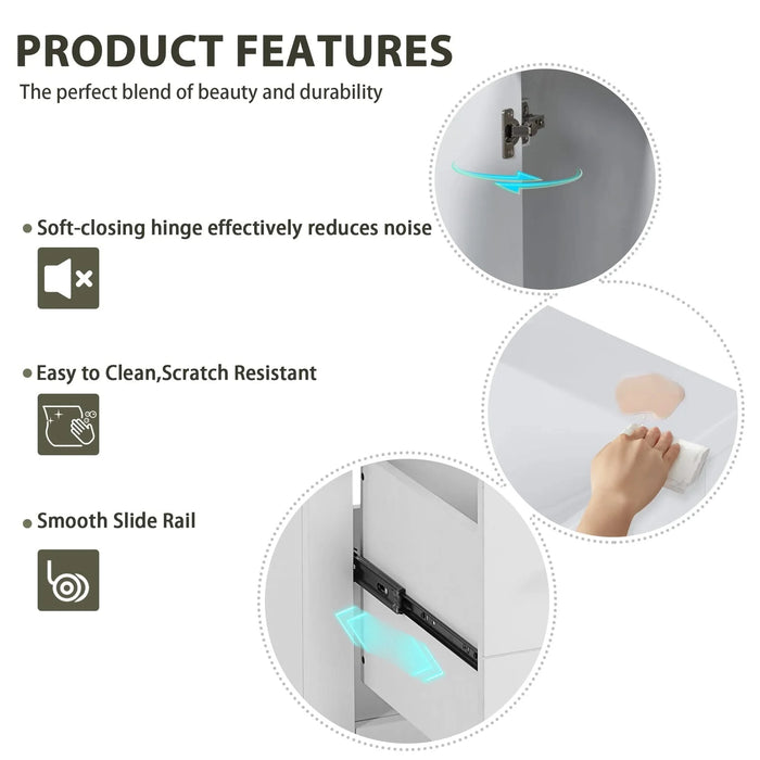 36'' Bathroom Vanity with Ceramic Sink Combo, Solid Wood Frame Bathroom Storage Cabinet, Freestanding Vanity Set with 3 Drawers& Soft Closing Doors Default -DTYStore