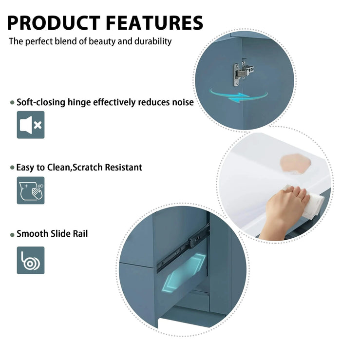 36'' Bathroom Vanity with Ceramic Sink Combo, Solid Wood Frame Bathroom Storage Cabinet, Freestanding Vanity Set with 3 Drawers& Soft Closing Doors Default -DTYStore