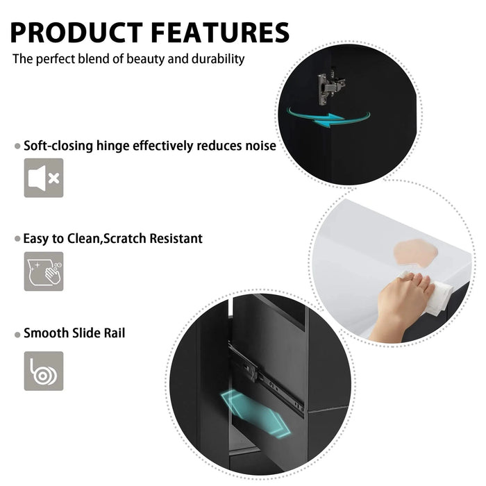 36'' Bathroom Vanity with Ceramic Sink Combo, Solid Wood Frame Bathroom Storage Cabinet, Freestanding Vanity Set with 3 Drawers& Soft Closing Doors Default -DTYStore