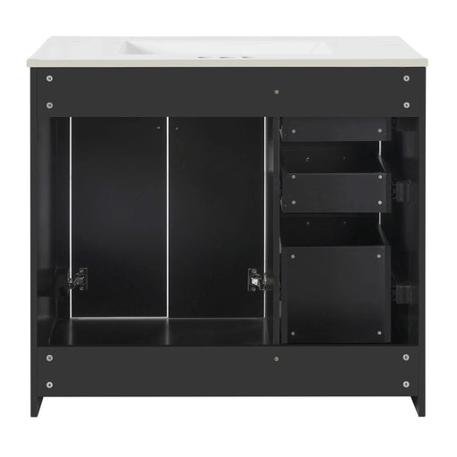 36'' Bathroom Vanity with Ceramic Sink Combo, Solid Wood Frame Bathroom Storage Cabinet, Freestanding Vanity Set with 3 Drawers& Soft Closing Doors Default -DTYStore