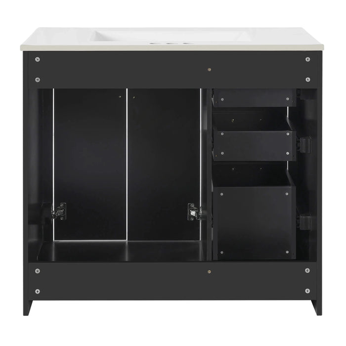 36'' Bathroom Vanity with Ceramic Sink Combo, Solid Wood Frame Bathroom Storage Cabinet, Freestanding Vanity Set with 3 Drawers& Soft Closing Doors Default -DTYStore