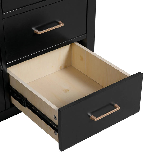 36'' Bathroom Vanity with Ceramic Sink Combo, Solid Wood Frame Bathroom Storage Cabinet, Freestanding Vanity Set with 4 Drawers& Soft Closing Doors, Black Default -DTYStore