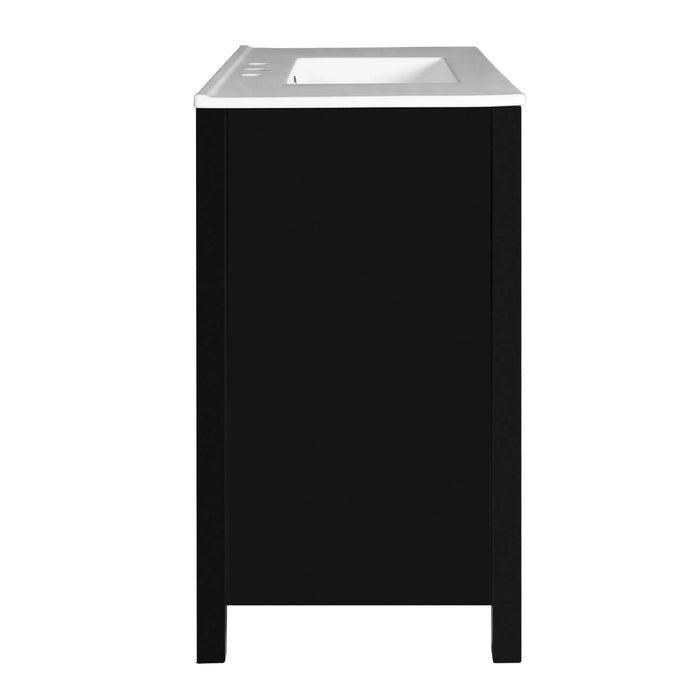 36'' Bathroom Vanity with Ceramic Sink Combo, Solid Wood Frame Bathroom Storage Cabinet, Freestanding Vanity Set with 4 Drawers& Soft Closing Doors, Black Default -DTYStore