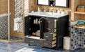 36'' Bathroom Vanity with Ceramic Sink Combo, Solid Wood Frame Bathroom Storage Cabinet, Freestanding Vanity Set with 4 Drawers& Soft Closing Doors, Black Default -DTYStore