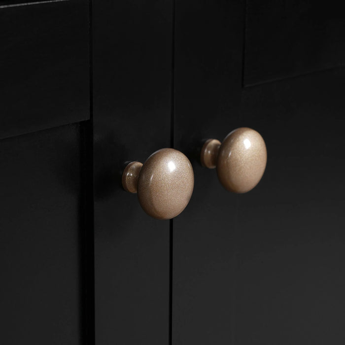 36'' Bathroom Vanity with Ceramic Sink Combo, Solid Wood Frame Bathroom Storage Cabinet, Freestanding Vanity Set with 4 Drawers& Soft Closing Doors, Black Default -DTYStore