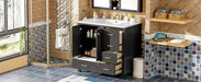 36'' Bathroom Vanity with Ceramic Sink Combo, Solid Wood Frame Bathroom Storage Cabinet, Freestanding Vanity Set with 4 Drawers& Soft Closing Doors, Black Default -DTYStore