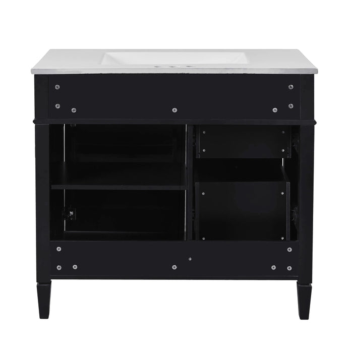 36'' Bathroom Vanity with Medicine Cabinet, Modern Bathroom Storage Cabinet with 2 Soft Closing Doors and 4 Drawers, Single Sink Bathroom Vanity Default -DTYStore