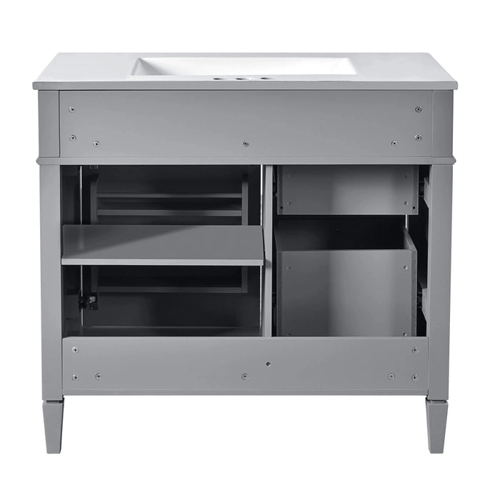 36'' Bathroom Vanity with Medicine Cabinet, Modern Bathroom Storage Cabinet with 2 Soft Closing Doors and 4 Drawers, Single Sink Bathroom Vanity Default -DTYStore