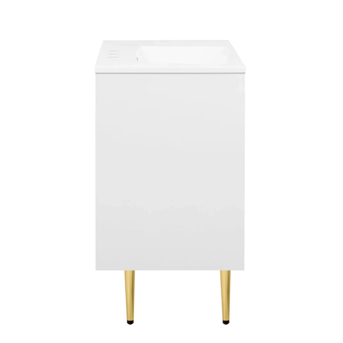 36' Bathroom Vanity with Resin Basin Sink, Modern Bathroom Sink Cabinet, Storage Cabinet with Soft-Closing Door and Drop-Down Door Default -DTYStore