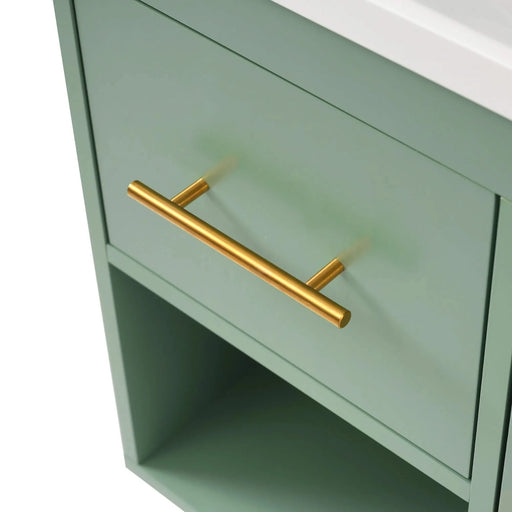 36'' Bathroom Vanity with Resin Sink Combo Set, Modern Freestanding Single Bathroom Cabinet with 2 Drawers & 2 Storage Compartments, Storage Cabinet for Bathroom, Solid Wood Frame Vanity Set, Green Default -DTYStore