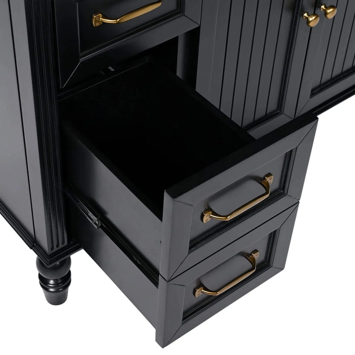 36' Bathroom Vanity with Sink, Black Bathroom Cabinet with Drawers, Solid Frame and MDF Board, One Package Default -DTYStore