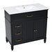 36' Bathroom Vanity with Sink, Black Bathroom Cabinet with Drawers, Solid Frame and MDF Board, One Package Default -DTYStore