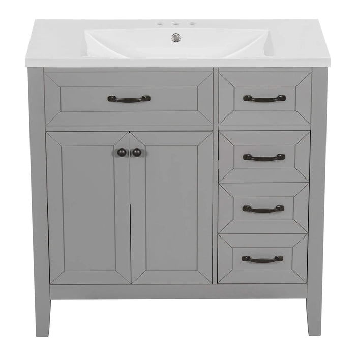 36' Bathroom Vanity with Sink Combo, Bathroom Cabinet with Drawers, Solid Frame and MDF Board, Grey (Old Sku:JL000007AAE) Default -DTYStore