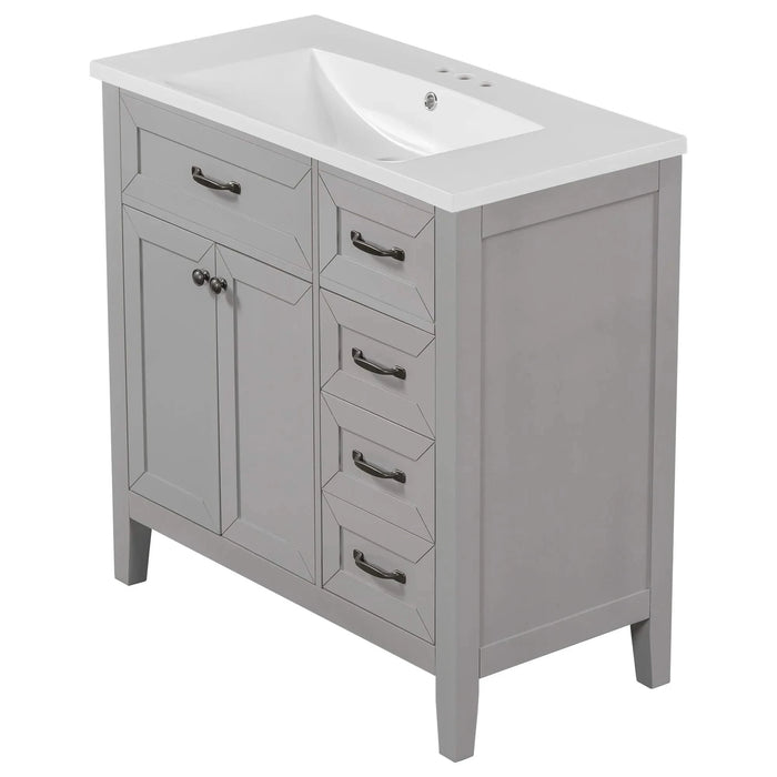 36' Bathroom Vanity with Sink Combo, Bathroom Cabinet with Drawers, Solid Frame and MDF Board, Grey (Old Sku:JL000007AAE) Default -DTYStore