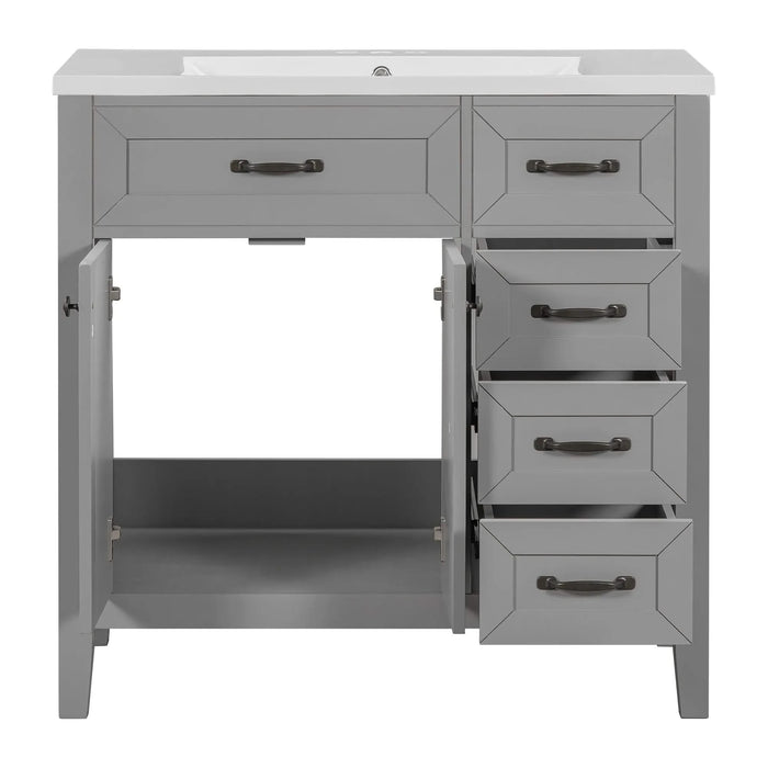 36' Bathroom Vanity with Sink Combo, Bathroom Cabinet with Drawers, Solid Frame and MDF Board, Grey (Old Sku:JL000007AAE) Default -DTYStore