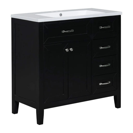 36' Bathroom Vanity with Sink Combo, Black Bathroom Cabinet with Drawers, Solid Frame and MDF Board (Old Sku:JL000007AAB) Default -DTYStore