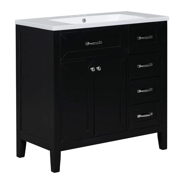 36' Bathroom Vanity with Sink Combo, Black Bathroom Cabinet with Drawers, Solid Frame and MDF Board (Old Sku:JL000007AAB) Default -DTYStore