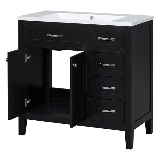 36' Bathroom Vanity with Sink Combo, Black Bathroom Cabinet with Drawers, Solid Frame and MDF Board (Old Sku:JL000007AAB) Default -DTYStore