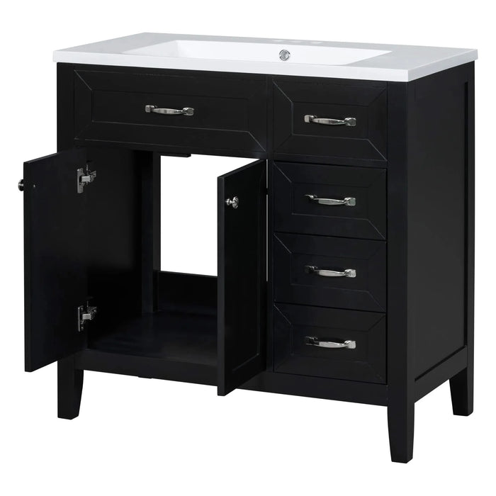 36' Bathroom Vanity with Sink Combo, Black Bathroom Cabinet with Drawers, Solid Frame and MDF Board (Old Sku:JL000007AAB) Default -DTYStore