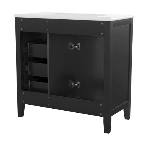 36' Bathroom Vanity with Sink Combo, Black Bathroom Cabinet with Drawers, Solid Frame and MDF Board (Old Sku:JL000007AAB) Default -DTYStore