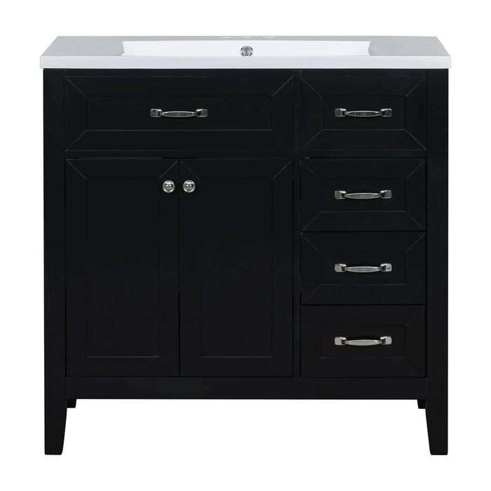 36' Bathroom Vanity with Sink Combo, Black Bathroom Cabinet with Drawers, Solid Frame and MDF Board (Old Sku:JL000007AAB) Default -DTYStore