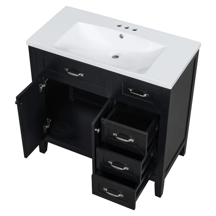 36' Bathroom Vanity with Sink Combo, Black Bathroom Cabinet with Drawers, Solid Frame and MDF Board (Old Sku:JL000007AAB) Default -DTYStore