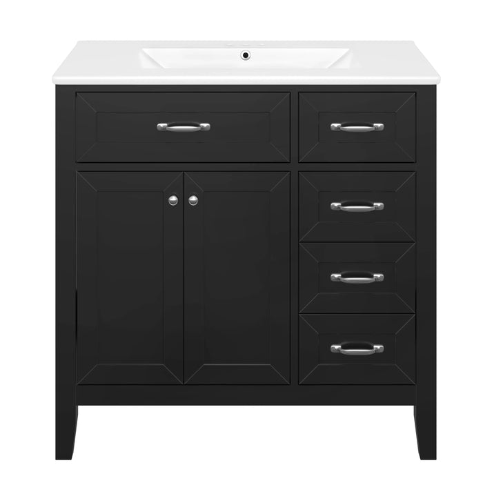 36' Bathroom Vanity with Sink Combo, Black Bathroom Cabinet with Drawers, Solid Frame and MDF Board (Old Sku:JL000007AAB) Default -DTYStore