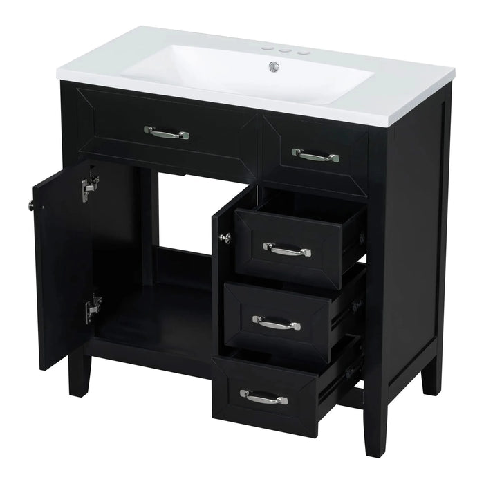 36' Bathroom Vanity with Sink Combo, Black Bathroom Cabinet with Drawers, Solid Frame and MDF Board (Old Sku:JL000007AAB) Default -DTYStore
