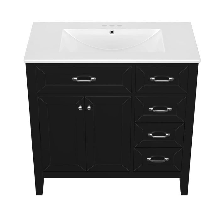 36' Bathroom Vanity with Sink Combo, Black Bathroom Cabinet with Drawers, Solid Frame and MDF Board (Old Sku:JL000007AAB) Default -DTYStore