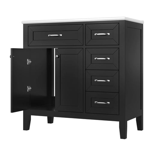 36' Bathroom Vanity with Sink Combo, Black Bathroom Cabinet with Drawers, Solid Frame and MDF Board (Old Sku:JL000007AAB) Default -DTYStore
