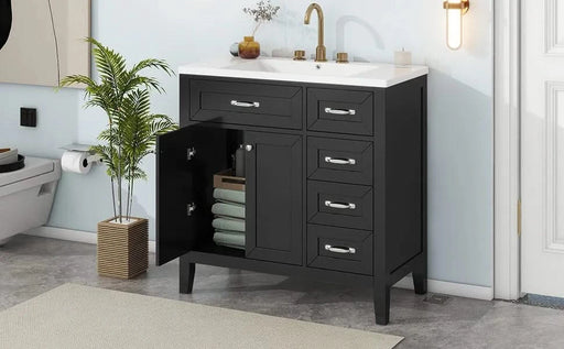 36' Bathroom Vanity with Sink Combo, Black Bathroom Cabinet with Drawers, Solid Frame and MDF Board (Old Sku:JL000007AAB) Default -DTYStore